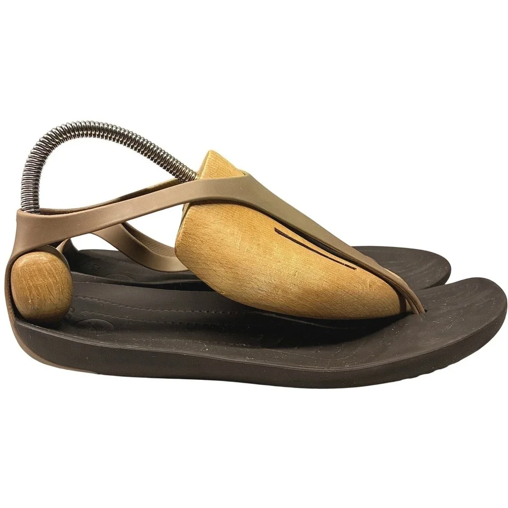 Crocs Sexi Flip Sandals Women's 9 Brown Ankle Strap Casual Beach Comfort - Picture 2 of 12